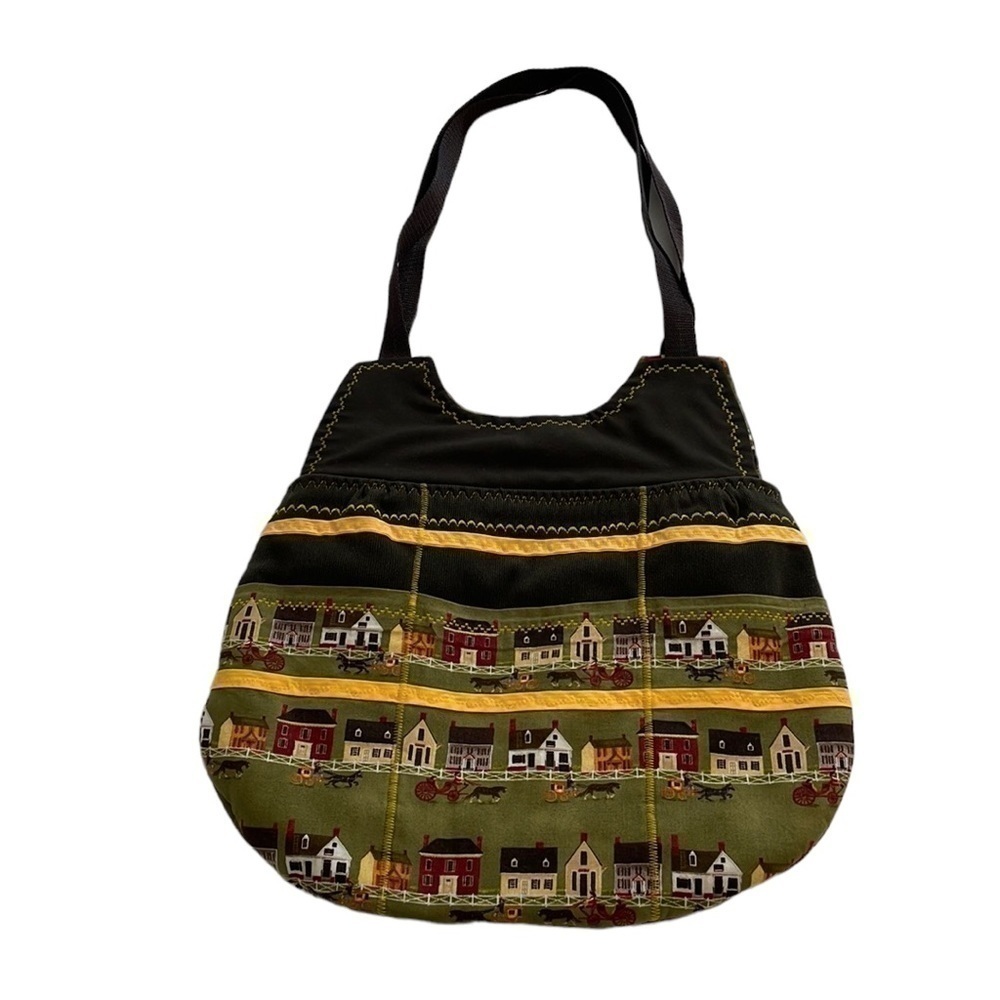 Charming Cottagecore Farmhouse Print Shoulder Bag  Folk Art Tote Bag Market Tote